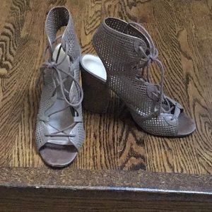 Aldo Taupe Block Heel Sandals